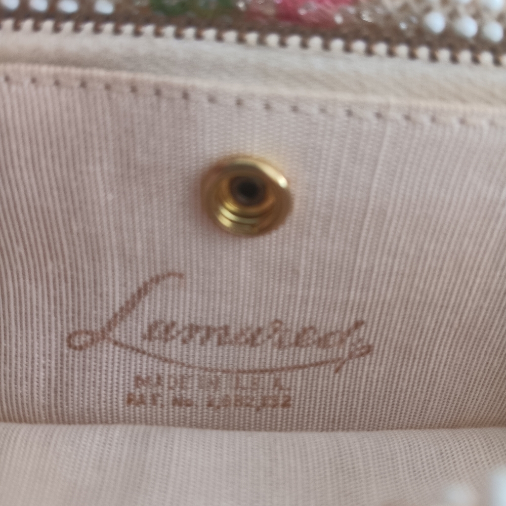 Vintage Lumured Beaded Floral Embroidered Evening Bag Cottagecore - Picture 10 of 10